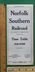 Norfolk Southern RR Public Timetable November 20 1932 - Picture 1 of 5