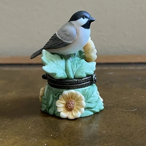 Bird Hinged Trinket Box PHB Chickadee Limited Edition w/ Sunflowers 2 1/4" high - Picture 1 of 7