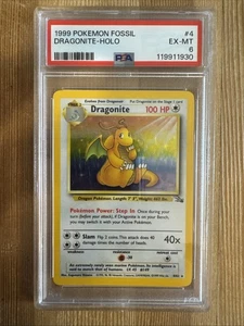 Dragonite 4/62 - Pokemon TCG Fossil Unlimited Holo Rare Card WOTC - PSA 6 - Picture 1 of 2