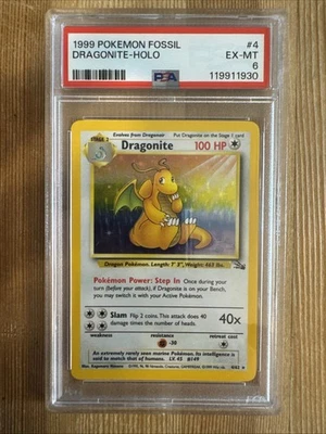 Dragonite 4/62 - Pokemon TCG Fossil Unlimited Holo Rare Card WOTC - PSA 6 - Image 1 of 2