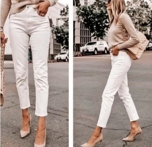 Jeans Everlane The Cheeky Jean 25 Crop Algodón Blanco Denim Minimalista Preppy - Imagen 1 de 15
