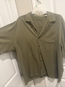 Tommy Bahama Men's XXL Button Up Shirt 100% Silk Olive Green - Picture 1 of 6