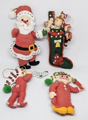 Lote de 4 adornos navideños vintage MCM Bucilla Foto 1 de 4