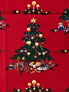 Nicole DeLeon Alexander Henry CHRISTMAS TREE Cotton Fabric 43”x48”TABLECLOTH Top - Picture 1 of 8
