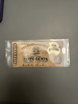 1863 Alabama Confederate 50 Cents Currency PMG 63 Montgomery, Civil War Era - Image 1 of 2