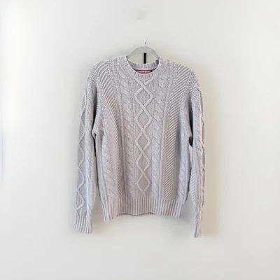 Vineyard Vines Sweater Mens Small Gray Wool Fisherman Aran Crew Pullover Unisex - Image 1 of 4