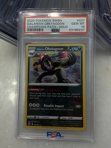 📈 PSA 10 MINTY🌟 Pokemon 2020 SWSH Champions Path #37 Galarian Obstagoon Holo - Foto 1 di 2