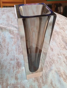 Vase Design Verre Murano Flavio Poli Seguso 1970's pur design italien noir gris - Picture 1 of 24