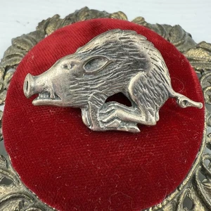 Vintage Mexico Sterling Silver Razorback Hog Brooch Pin 1.9” Arkansas Fan Gift - Picture 1 of 4
