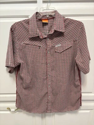 Merrell Red Checked Short Sleeve Snap Front Shirt Men’s Size XL - Image 1 of 4
