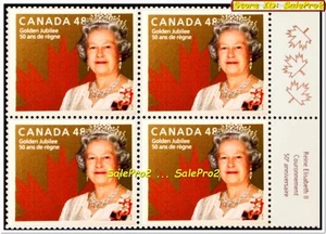 CANADA 2003 CANADIAN QUEEN GOLDEN JUBILEE FV FACE $1.92 MNH GOLD STAMP BLOCK - Picture 1 of 2
