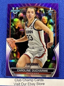 2023 #7 Caroline Ducharme Bowman Univ Chrome 1st Purple Refractor UConn 182/399 - Picture 1 of 3