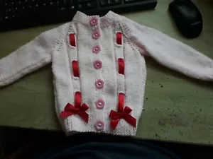 Girls baby ribbon cardigan 16 to 18 inch chest. - Picture 1 of 3
