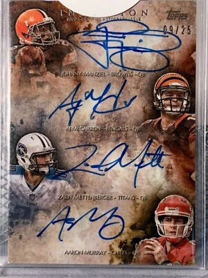 2014 Topps Inception Quad Rookie Auto 9/25 Manziel McCaron Mettenberger Murray - Image 1 of 2