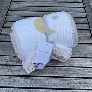 Pottery Barn Kids Heirloom Bunny Baby Stroller Blanket Knit Patchwork MONO - Picture 1 of 5