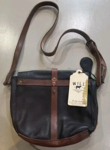 WILL LEATHER GOODS  "BANDON" Burnished  Leather Briefcase /Messenger Bag-Mailbag - Picture 1 of 8