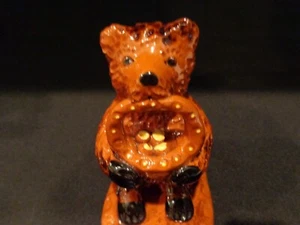 Breininger Pottery Glazed Redware Bear with Basket in Mouth Figurine, 2001 - Picture 1 of 7