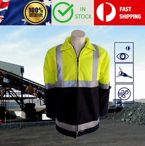 Hi Vis Viz Oxford Overlay Wool Woolen Bluey Jacket Coat Long Warm Winter Safety - Picture 1 of 7