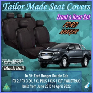Leather Look Seat Covers for Ford Ranger PX2/PX3 Double Cab: 06/2015 - 04/2022 - Picture 1 of 12