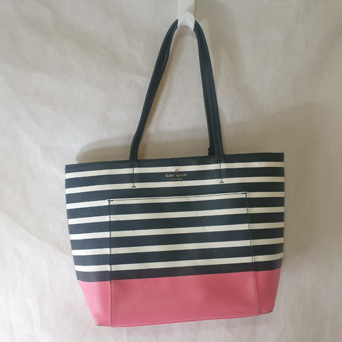 Borsa tote donna Kate Spade New York multicolore rivestita in tela a righe doppio manico