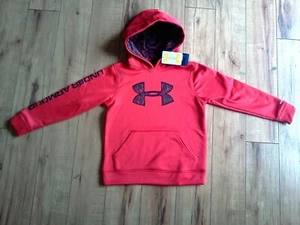 Under Armour UA Boys Sweatshirt Hoodie Size XS Cold Gear Fleece Storm Big Logo - Picture 1 of 5