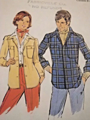 B-3781 Men's Shirt Jacket Sewing Pattern Butterick Chest 38 Cut & Complete  - Image 1 of 4