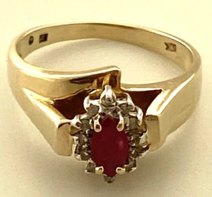 10K Yellow Gold Ruby & Diamonds Ring Size 6.25 With Gift Box - Picture 1 of 16
