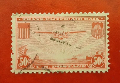 US 1937 50c Used Airmail Clipper Mi 401 Scott C22 Yt PA23 Sg VF 2951 - Image 1 of 2