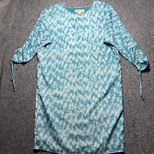 Abito donna Michael Kors taglia S verde e bianco tinto tinta unita foderato spalle fredde