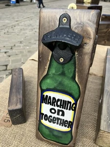 Leeds United Hand Painted Vintage Style Solid Wooden Bottle Opener - Picture 1 of 10