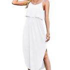 NWT LILBETTER Women's Adjustable Strappy Split Casual Midi Dress in White sz. L