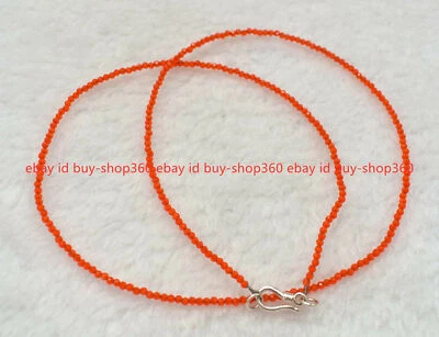 Lotes collar de cuentas redondas facetadas de piedras preciosas de topacio naranja natural de 3 mm 16-28"" Foto 1 de 4