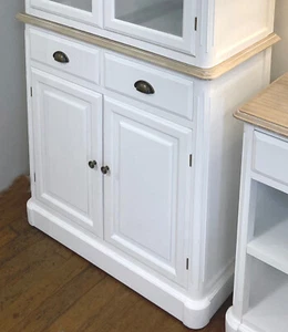 Hamptons Buffet White with Doors Grey Wash Top 90cms NO ASSEMBLY REQUIRED - Picture 1 of 3