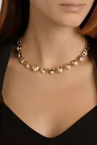 AUTHENTIC LELE SADOUGHI 14K GOLD PLATE SCULPTURAL PEARL NECKLACE - Picture 1 of 4