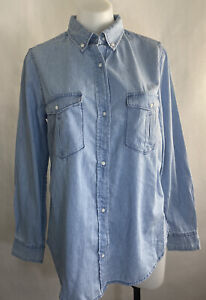 ROUTE 66 Women's Wester  Long Sleeve Shirt Collar Blue Denim size Medium