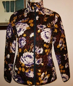 NWOT LAND’S END Womens Quilted Jacket Sz XS 2-4 Floral Purple Full Zip Polyester - Picture 1 of 9