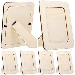 6Pcs Wooden DIY Photo Frame 6 Inch Unfinished Wood Picture Frame for Art Craft - Picture 1 of 11