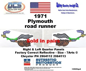 1971 Plymouth Road Runner CORRECT Running Bird Decals 2964112 3 NEW MoPar USA - Picture 1 of 2