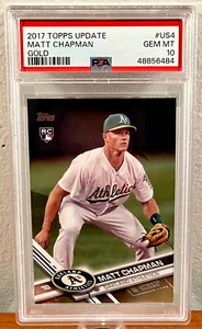 2017 Topps Update Matt Chapman Rookie US4 RC GOLD #'d /2017 PSA 10 - Bild 1 von 2