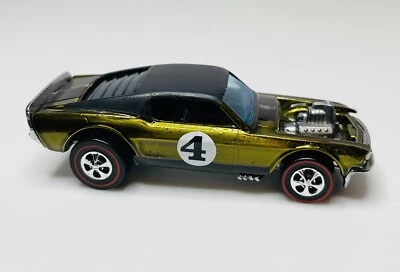 Hot Wheels Redline MUSTANG BOSS HOSS Olive/Black Roof HK Base Vintage Restored - Image 1 of 4