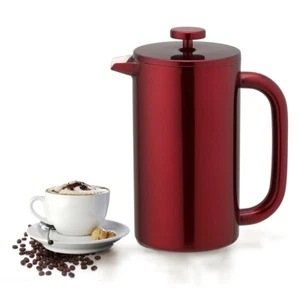 34OZ French Press Double Wall Stainless Steel Coffee Plunger Tea Maker Red - Picture 1 of 5