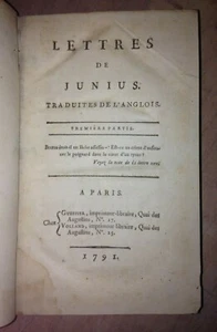 LETTRES DE JUNIUS. Traduites De L'anglois, 1791 PREMIERE EDITION RELIE - Picture 1 of 4