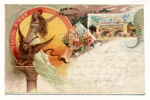 AK LITHOGRAPHIE VENEDIG in WIEN, gelaufen, 1897 - Bild 1 von 2