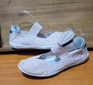Bernie Mev. New York Pink Basket Weave Mary Jane Slip On Shoes Sz 41/9.5 - Picture 1 of 6