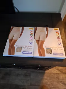 JOYSPUN 2 PAIR SEAMLESS HIGH WAIST THIGH SHAPER SZ L 12 -14 LEVEL STRONG NEW - Picture 1 of 5