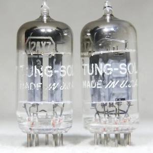 Matched Pair Tung-Sol JTL 12AX7/ECC83 Mil-Spec Long Plate Square Getter USA - Picture 1 of 14
