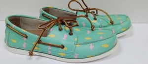 FROATS Boat Shoes Bermuda Breeze sz 10 Men Turquoise Leather Rum Bottles Fish - Picture 1 of 9