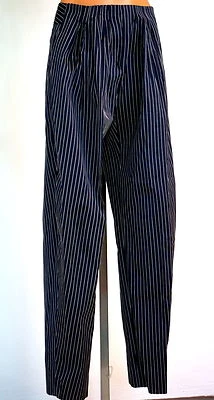 Emporio Armani Dark Blue Striped Women Pants Wide Leg Pleated Front sz 40/6 New - Image 1 of 4