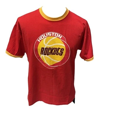 Vtg 90's BaySide UsA made Red Ringer Basketball HOUSTON ROCKETS 1995 NBA T Shirt - Image 1 of 4