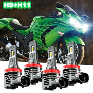 For Suzuki GSXR1000 2009-2016 4X H9+H11 LED Headlights Bulbs High Low Beam White - Picture 1 of 9